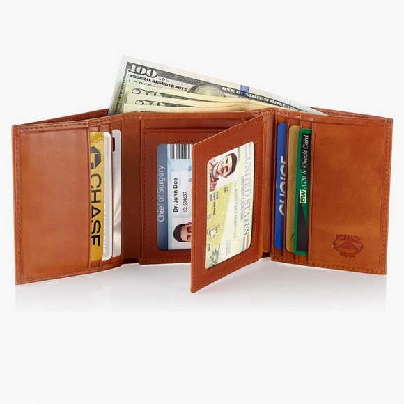 NWOT tealth Mode Leather Trifold RFID Wallet For Men With Flip Out ID Holder - Picture 1 of 8